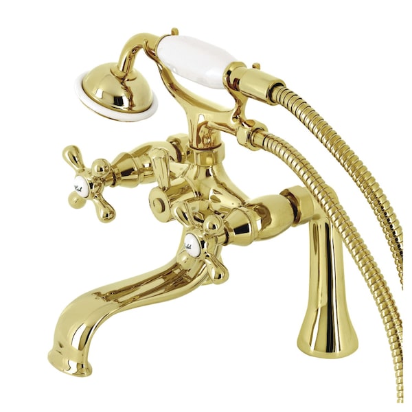 Kingston Brass KS228PB Deck Mount Clawfoot Tub Faucet with Hand Shower, Polished Brass KS228PB - main